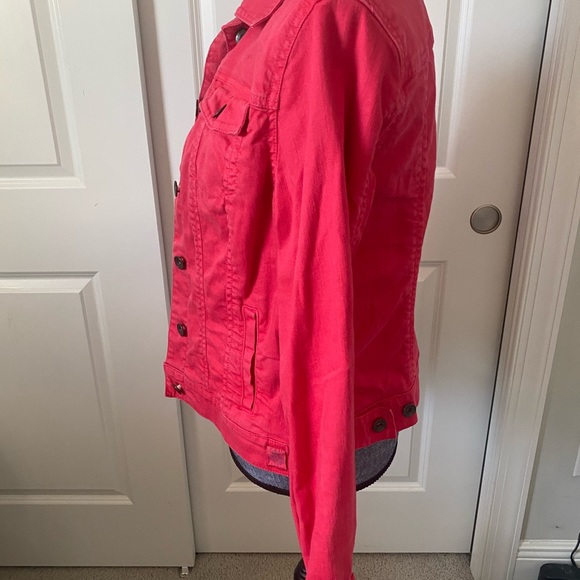 Tommy Hilfiger Women’s Pink Denim Jeans Trucker Cotton Jacket Button Front Sz M - Picture 7 of 14
